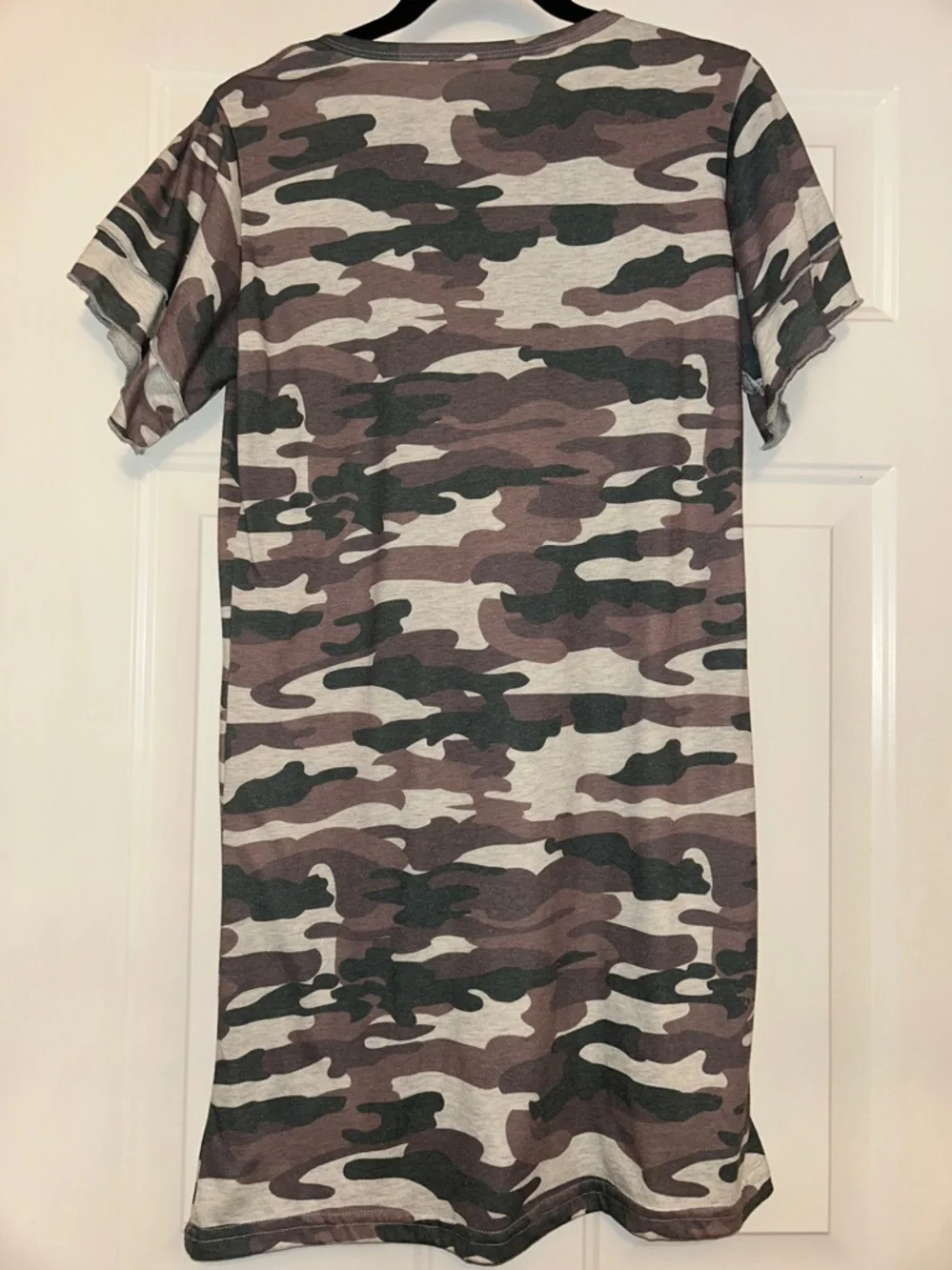 Camo Military Cotton T-Shirt Dress L Casual SS Bodycon Lagenlook Versatile